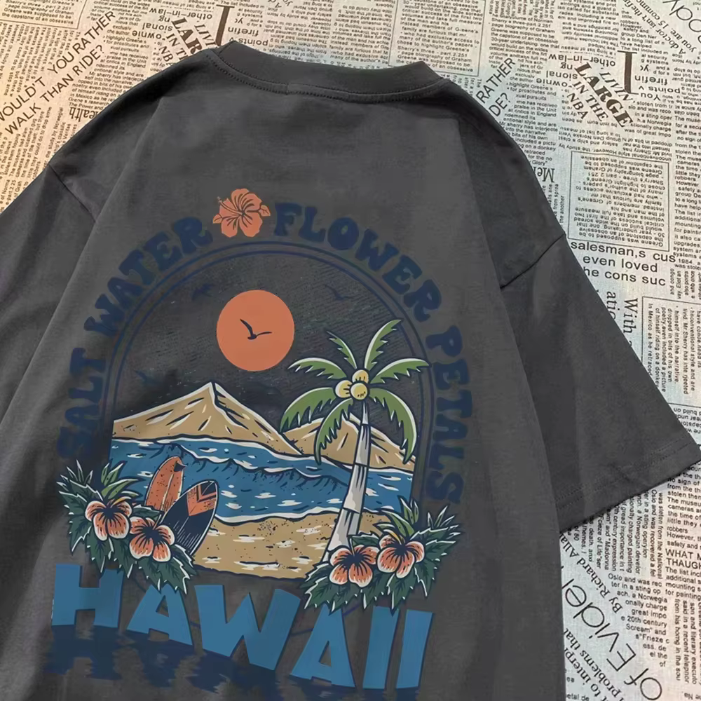T-shirts décontractés style Harajuku Hawaï pour hommes et femmes
