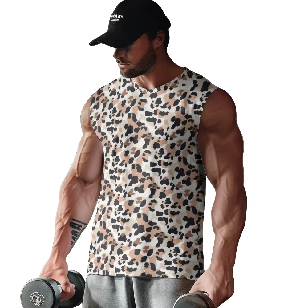 Animal camouflage léopard hommes débardeurs été gymnase à la rue sans manches musculation respirant gilet d'entraînement vêtements de fitness musculaire