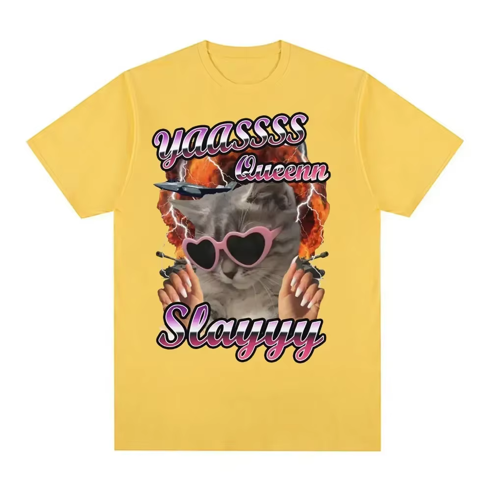 Yas Queen Slay amusant passionné de chat T-shirt femmes mode mignon à manches courtes