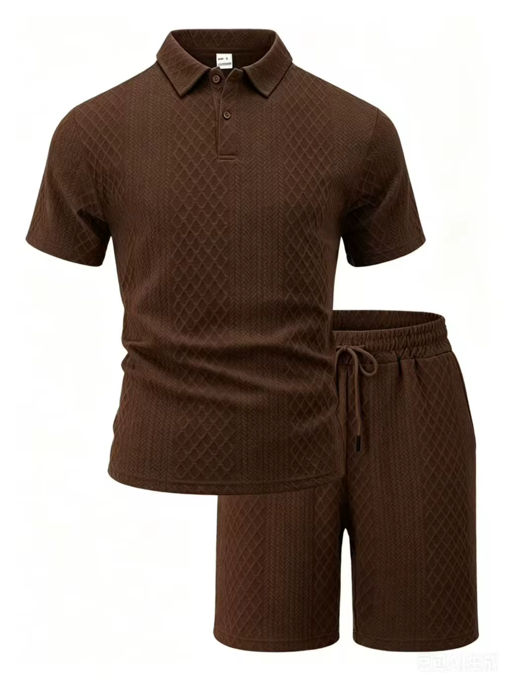 Nouvelle collection été 2025 : Ensemble décontracté pour homme – Polo à revers, chemise à manches courtes et short, texture jacquard