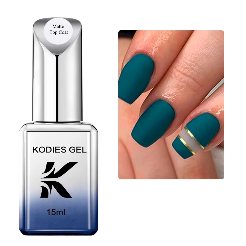 KODIES GEL mat couche de finition UV Gel vernis à ongles 15ML fort velours mat Gel finition scellant Semi Permanent LED tout pour manucure Art