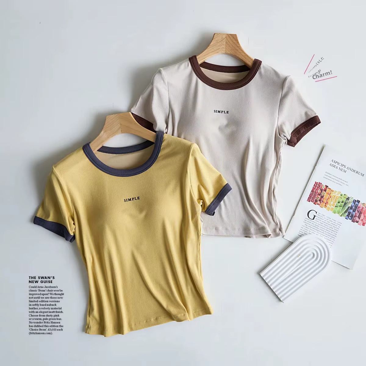 No-Pad intégré décontracté à manches courtes col rond T-Shirt femmes été sans soutien-gorge porter des vêtements