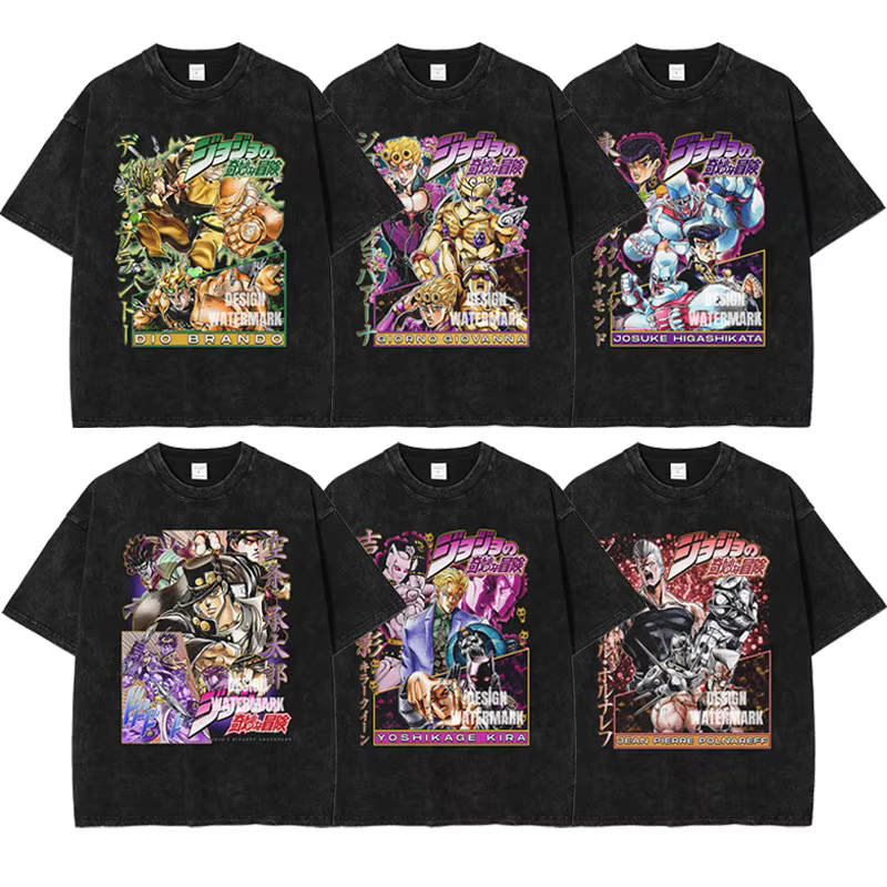 Bandai Stardust croisé T-shirt Manga Vintage lavé JOJO t-shirts surdimensionné