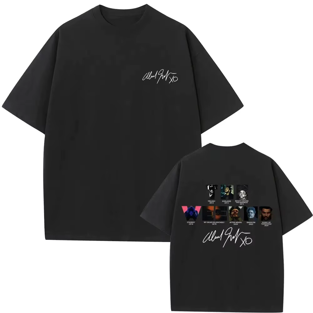 T-shirt graphique avec couverture d'album musical du rappeur The Weeknd, pour hommes et femmes, mode hip-hop, t-shirt surdimensionné, t-shirt décontracté en coton rétro pour homme