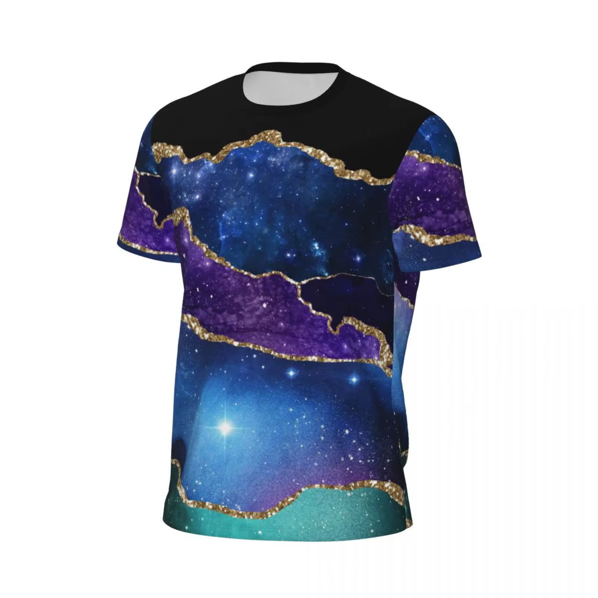 T-shirt imprimé marbre à paillettes dorées pour couple