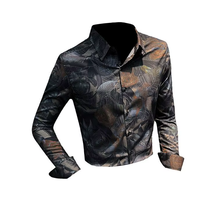 Chemise florale homme à manches longues printemps et automne été mince mode