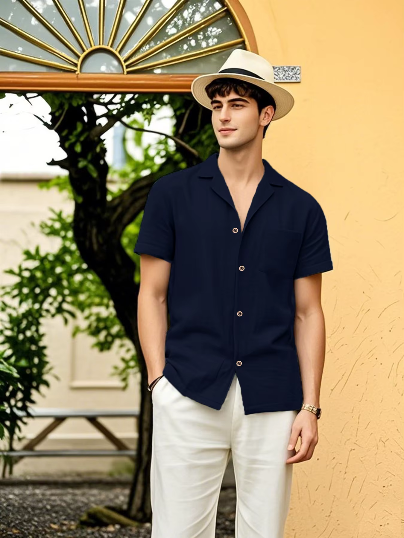 2025 chemises à manches courtes pour hommes nouveau coton lin offre spéciale été couleur unie col rabattu décontracté Style de plage grande taille