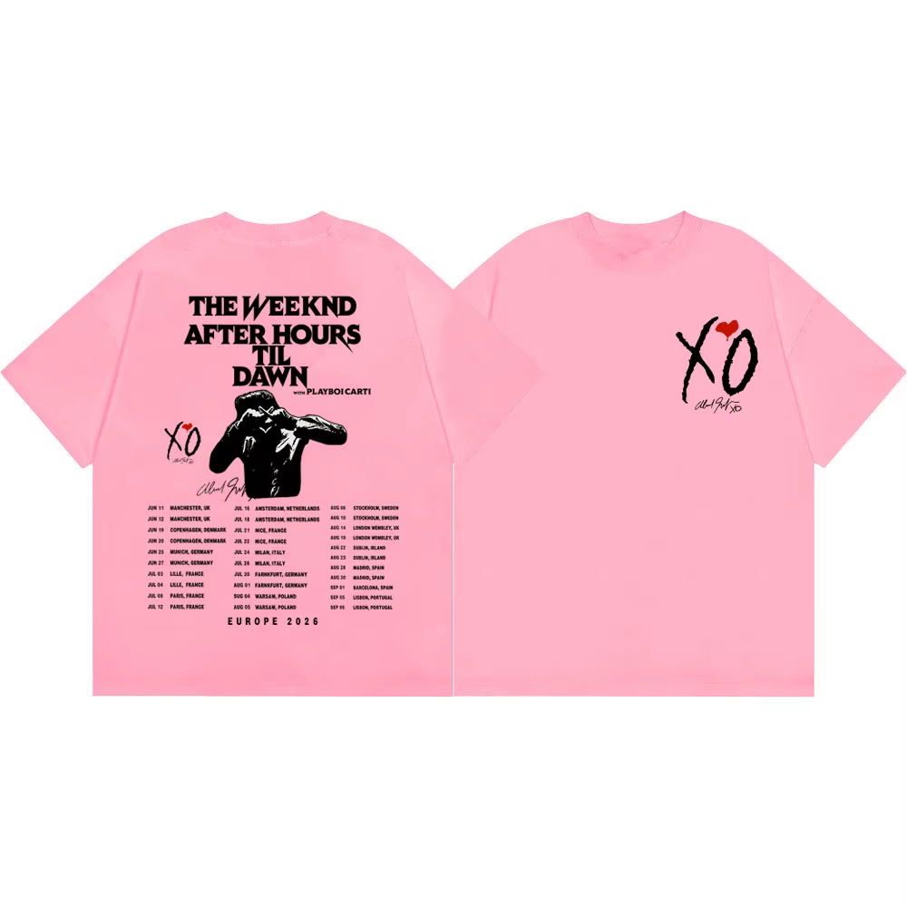 T-shirt graphique The Weeknd After Hours Til Dawn Tour 2026, T-shirts vintage hip-hop à manches courtes pour hommes et femmes, T-shirt décontracté tendance