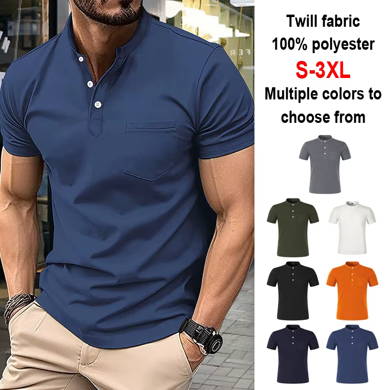 Polo Henley pour homme à manches courtes