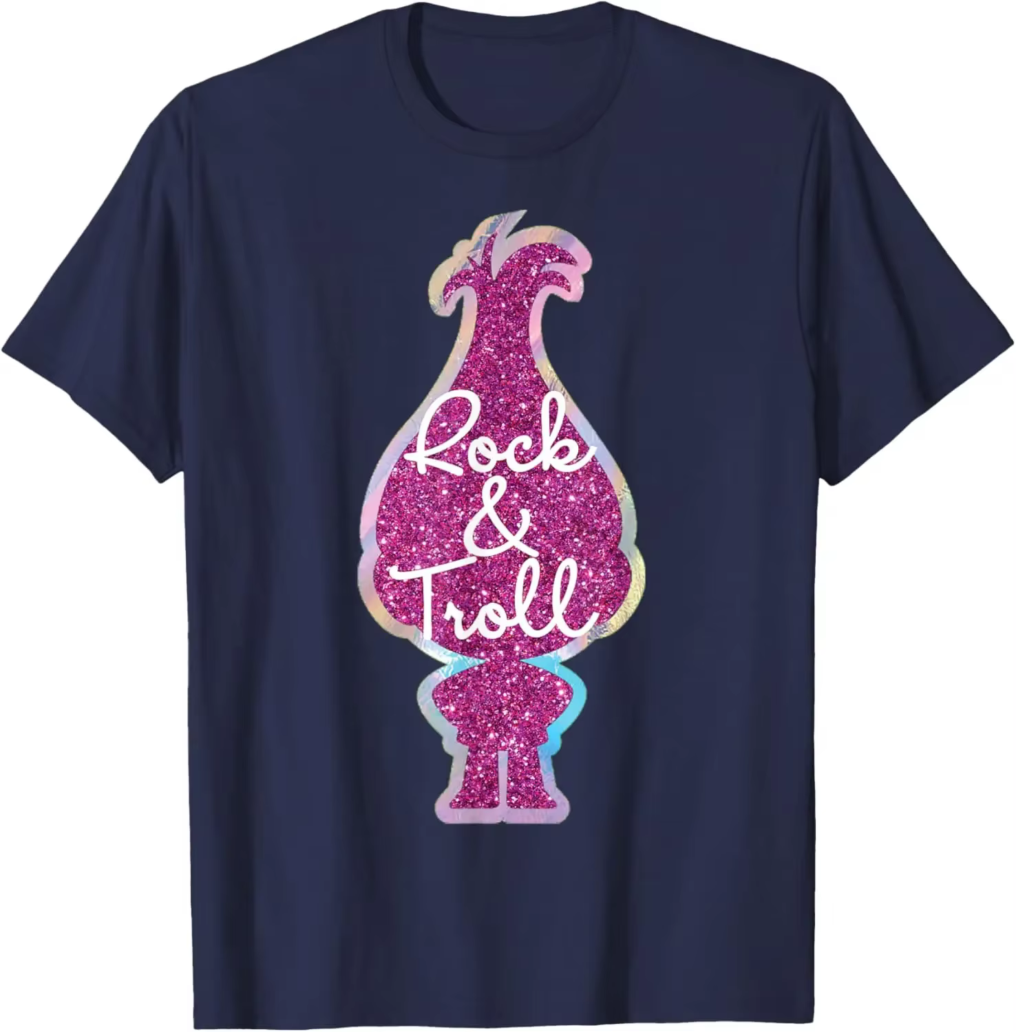 T-shirt graphique Funny Trolls Rock & Troll Glitter en coton doux