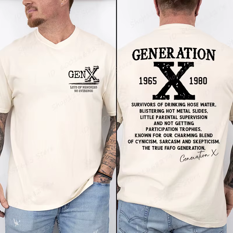 Fier Gen X T-shirts 1965 à 1980 Vintage génération X T-Shirt à manches courtes col rond