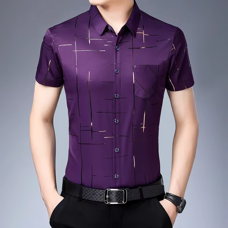Chemise d'affaires décontractée à manches courtes pour hommes