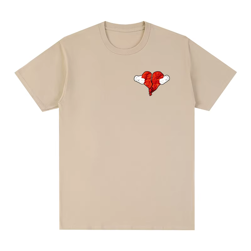 Kanye West coeur Hip Hop T-shirt Vintage coton hommes