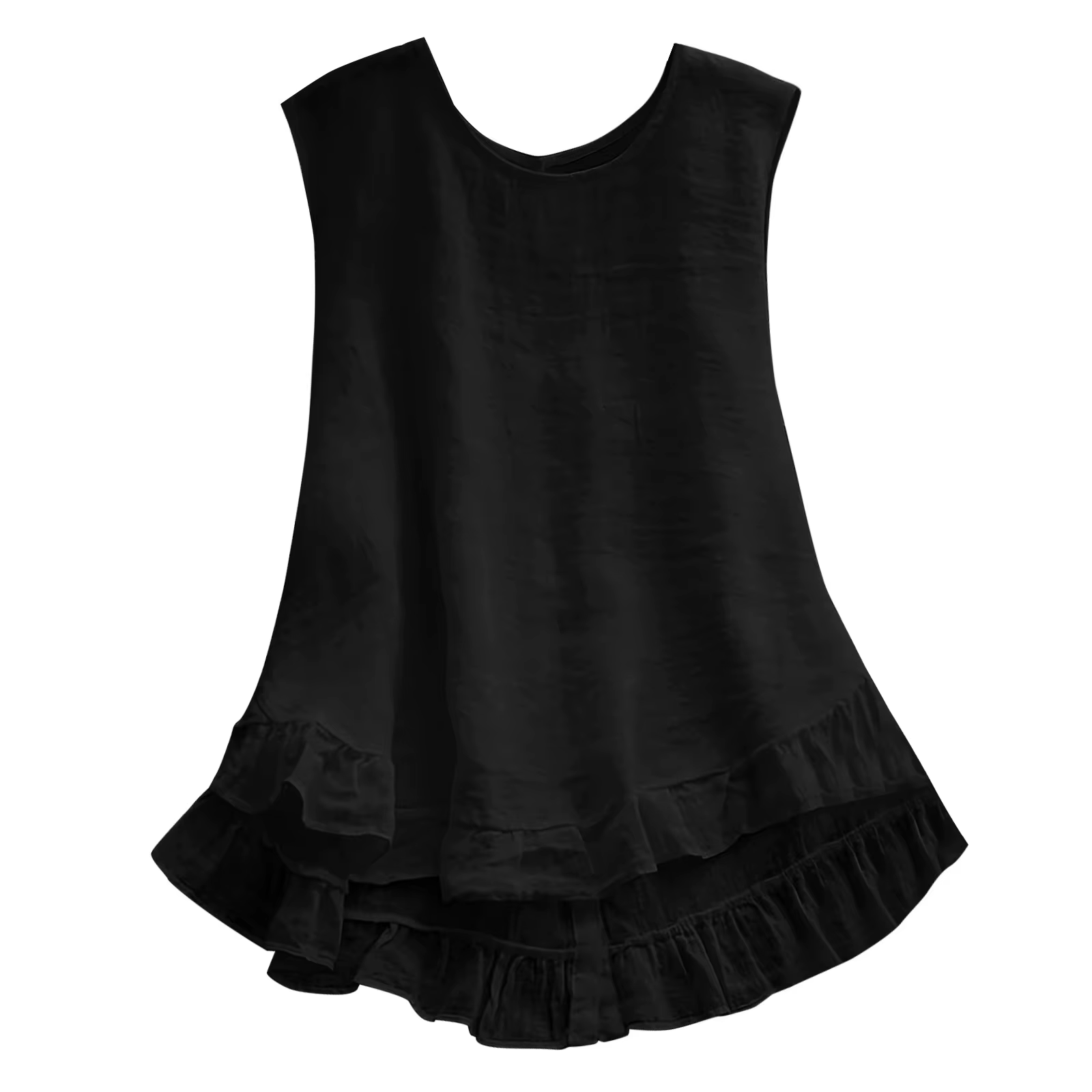 Femmes coton lin débardeur solide col rond sans manches dos Blouse élégant col