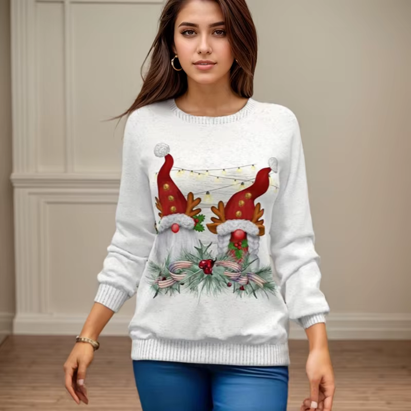 T-shirt à manches longues et col rond pour femme