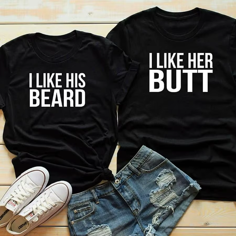 Couples T-shirt j'aime laisser elle a mais imprimer Couple