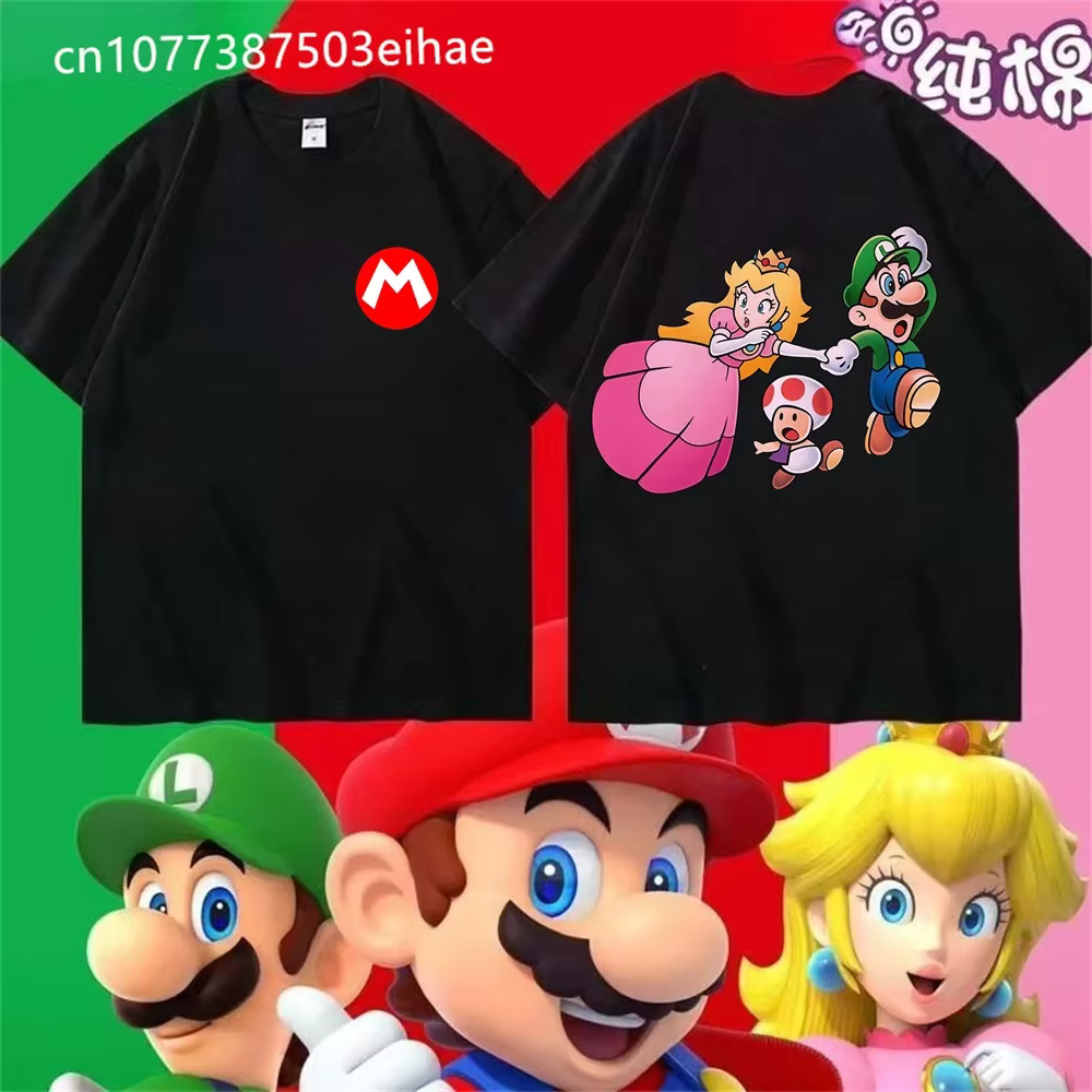 T-shirt Super Mario Yoshi 2026 Nouvelle Collection Été Unisexe Décontracté Streetwear Enfants & Adultes Imprimé Avant