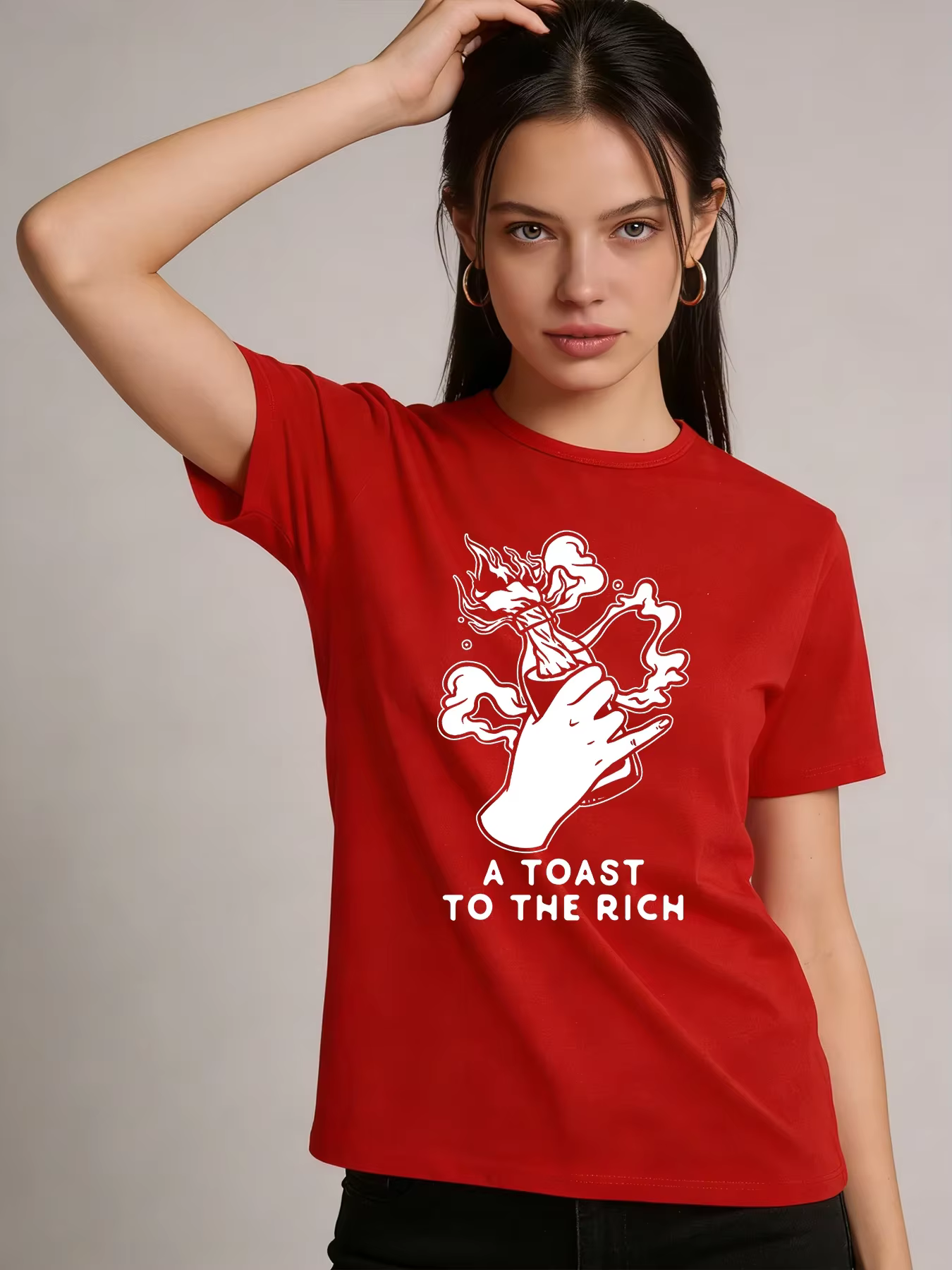 T-shirt Femme Printemps/Été 2026 avec Imprimé Lettres Personnalisées – Haut Décontracté Ample à Manches Courtes Tendance