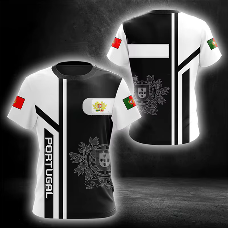 Drapeau du Portugal 3D imprimé T-Shirts hommes femmes décontracté mode Streetwear surdimensionné à manches courtes