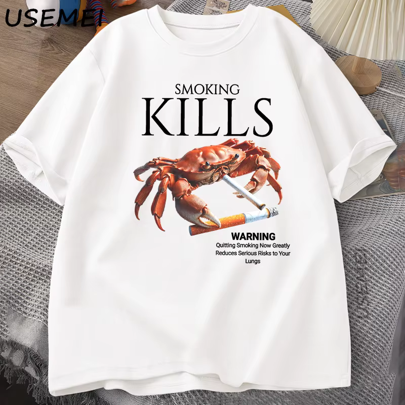 Fumer tue le crabe t-shirts désencré bizarre T-Shirt graphique