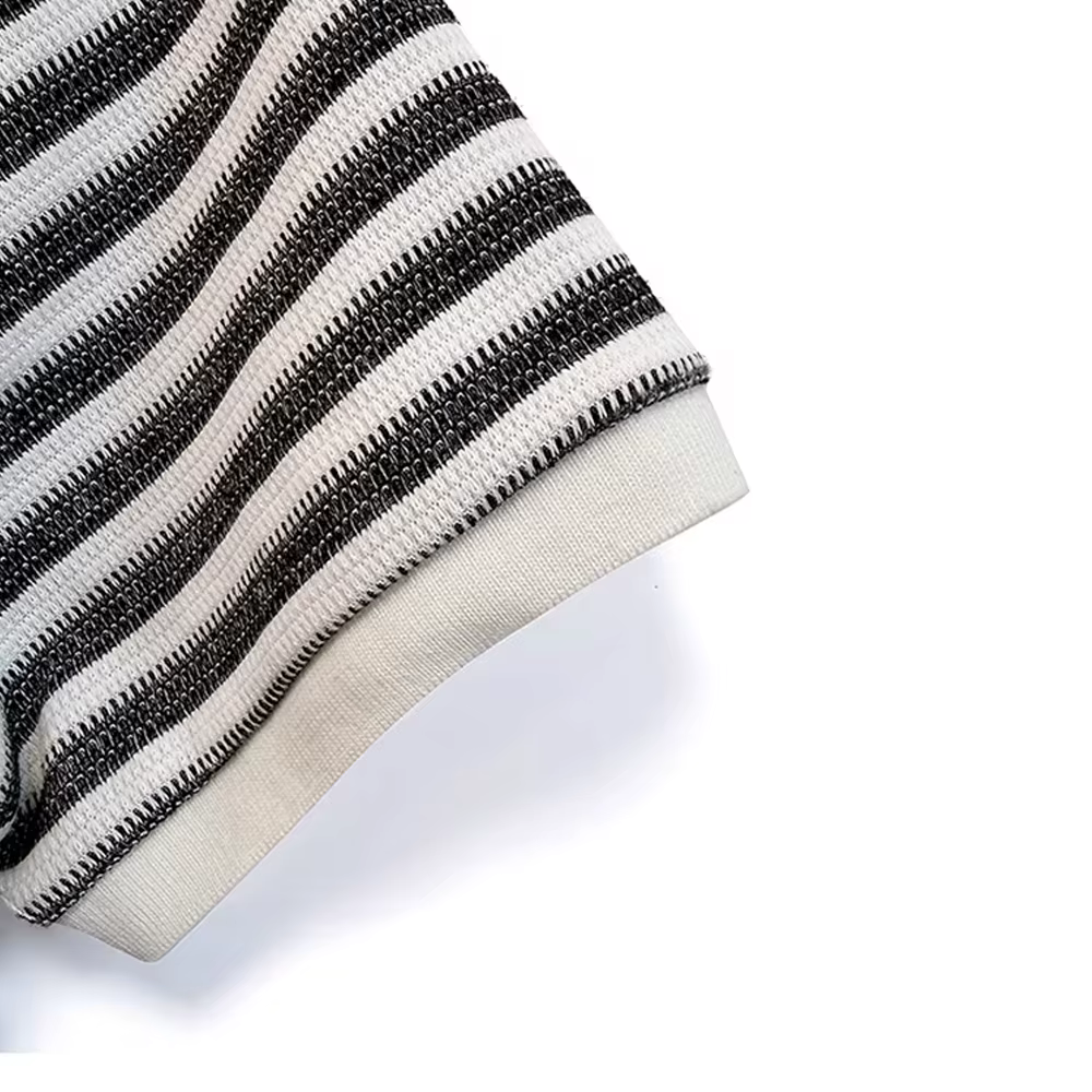 Polo rayé pour homme, T-shirt respirant à manches courtes avec col rabattable