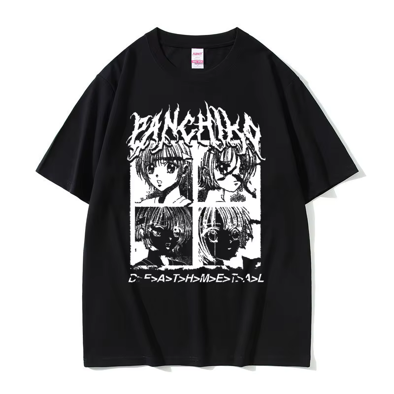 Panchiko DEATHMETAL Album graphique imprimé T-shirt hommes femmes Hip Hop surdimensionné