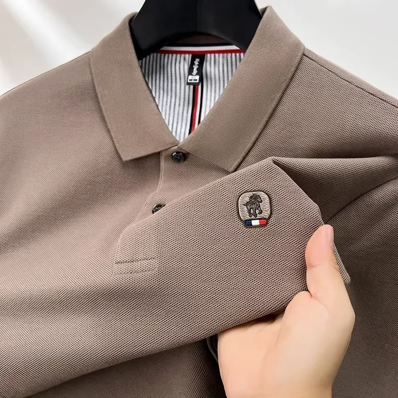 Polo en coton à manches longues pour hommes