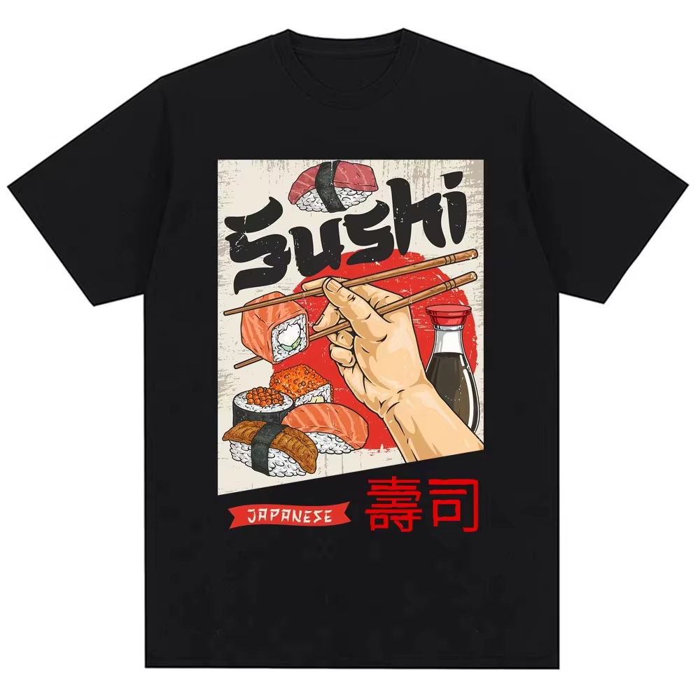 T-shirts graphiques amusants sur le thème du sushi japonais pour hommes et femmes