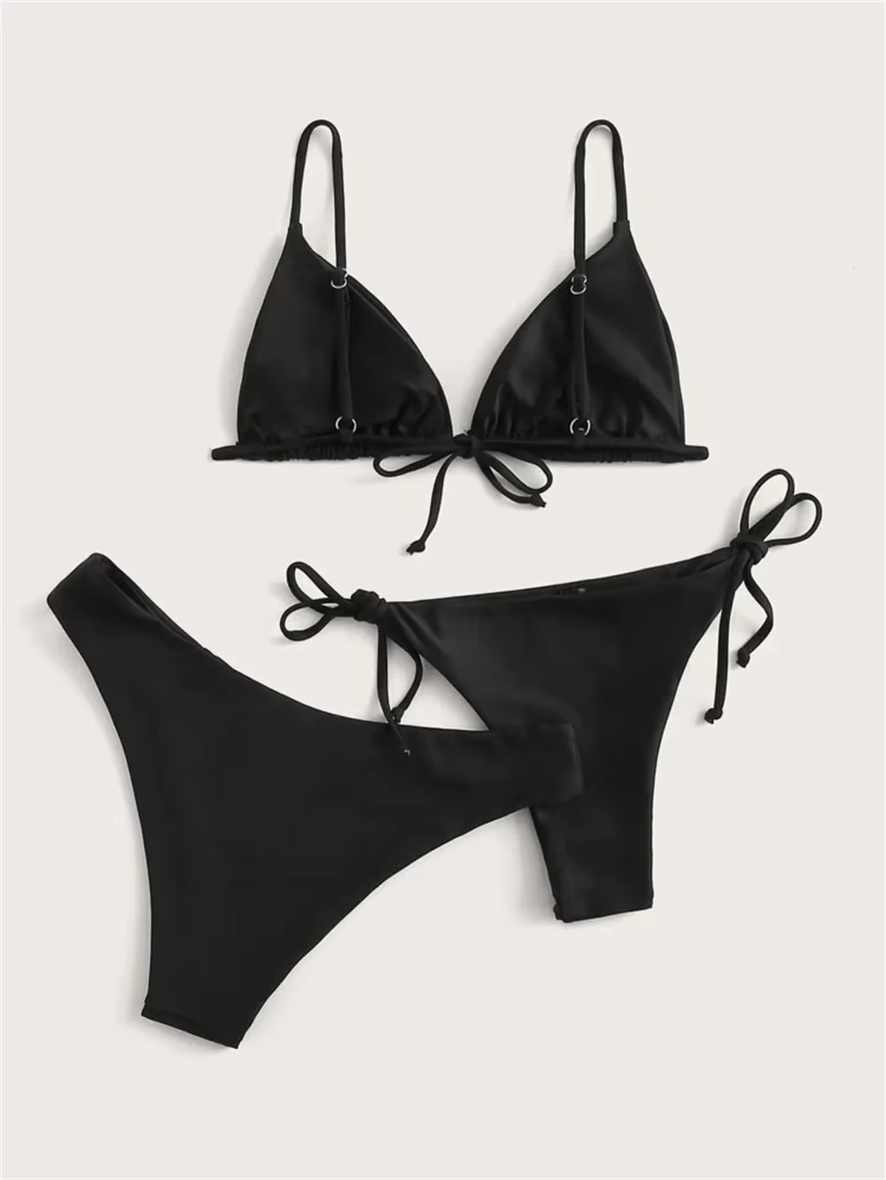 Bikini noir extrême maillot de bain Triangle Sexy String maillots de bain 3 pièces Bikinis ensemble femmes maillot de bain plage Tangas Biquinis Feminino