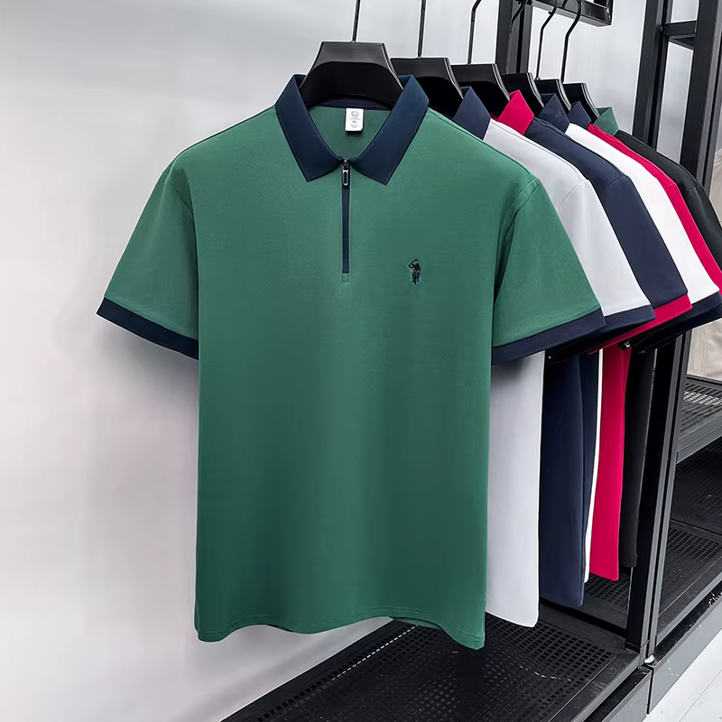 Marque haut de gamme Pony brodé chemise de polo à manches courtes mode respirant hommes décontracté demi-fermeture