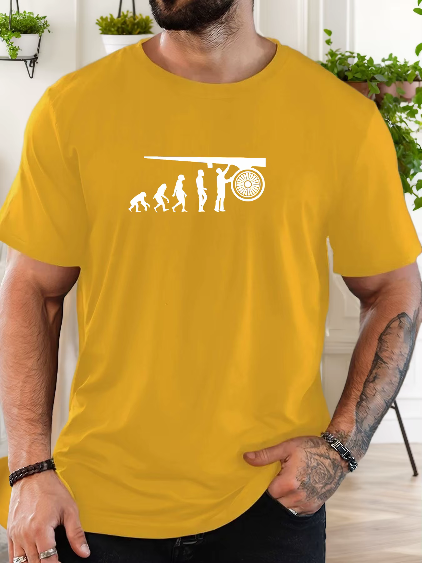 T-Shirt homme 2025 nouveauté humoristique évolution graphique gymnase haltère blanc imprimé haut élégant quotidien décontracté