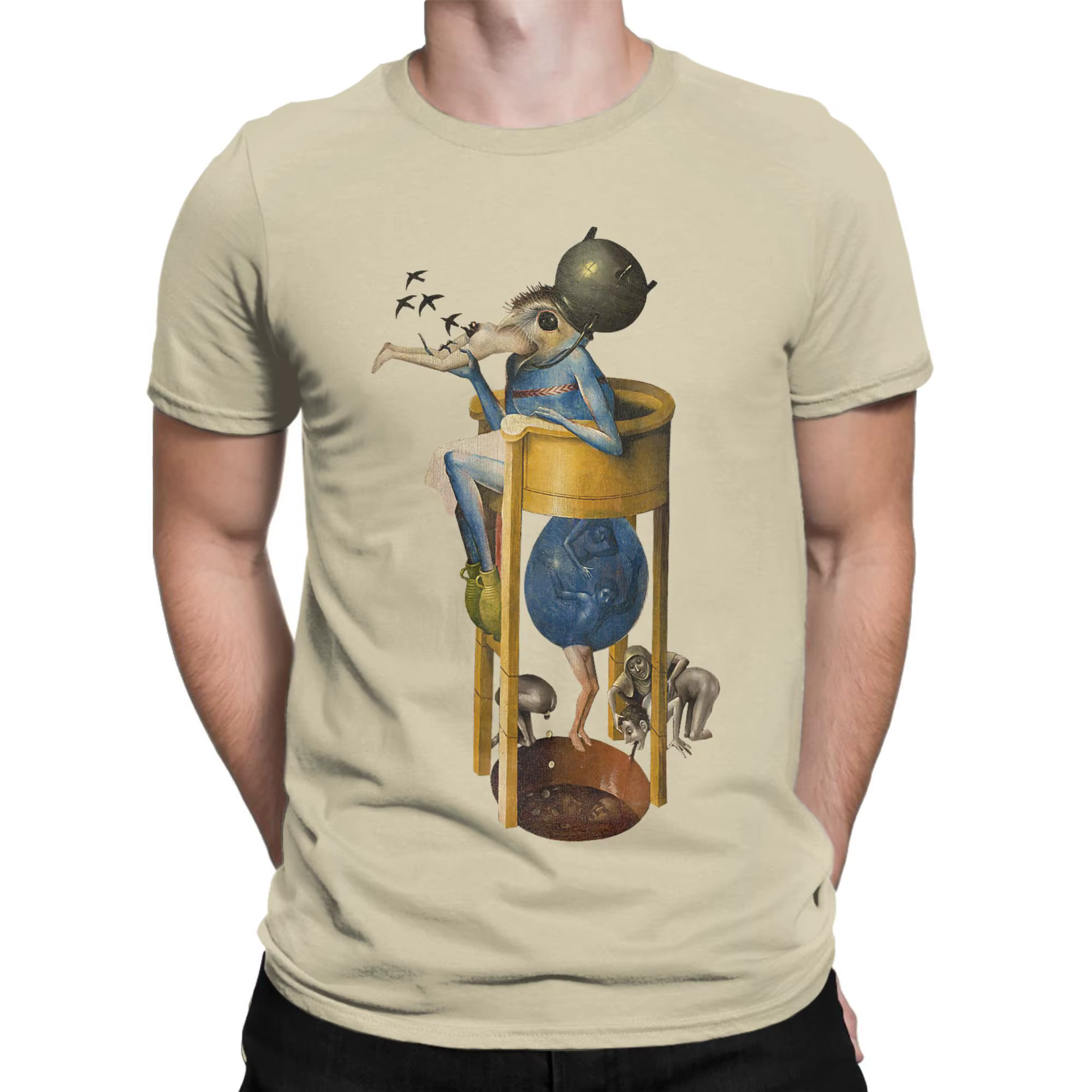 Hommes Hieronymus-Bosch le jardin des délices terrestres diable t-shirts 100% coton vêtements Hipster à manches courtes T-Shirt