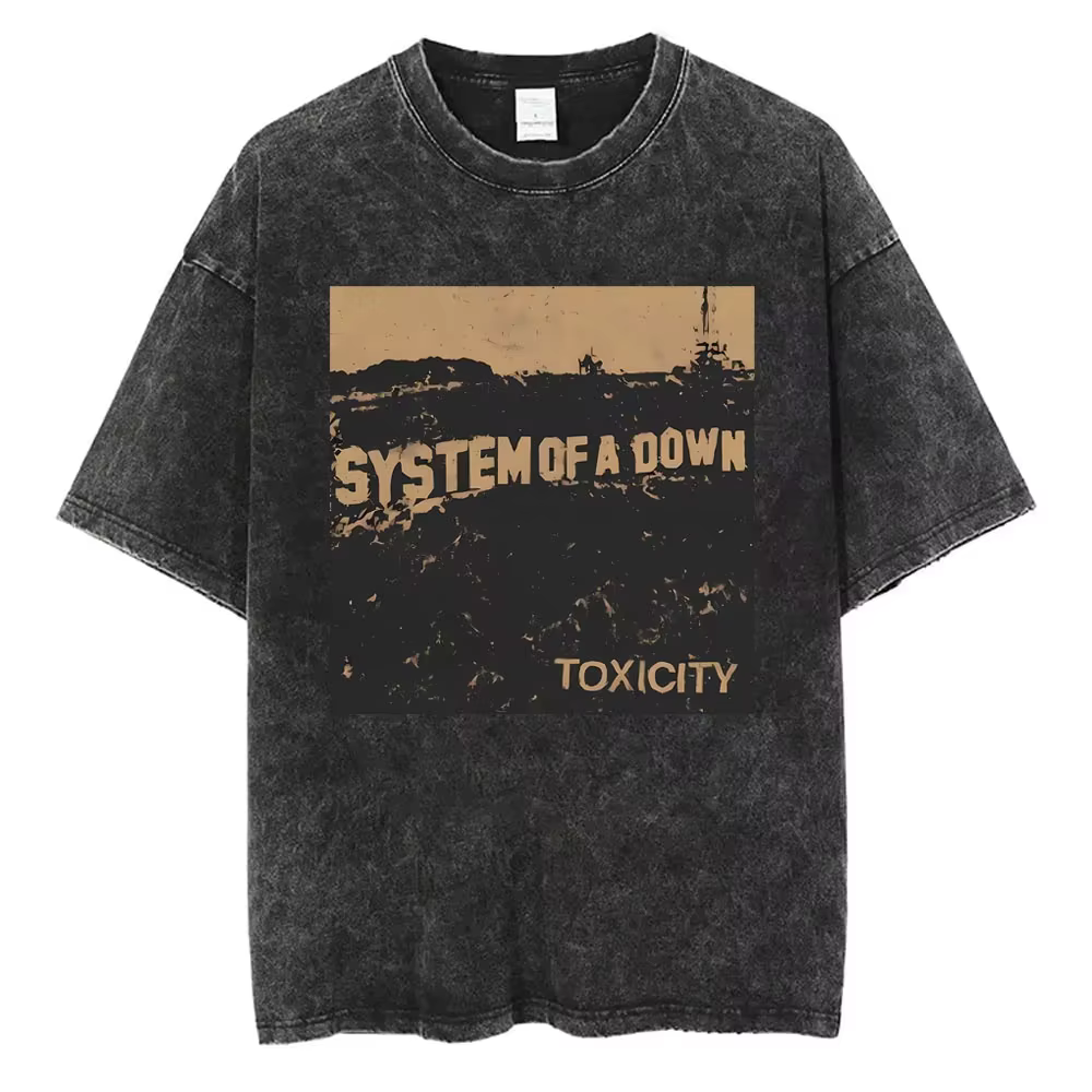 T-shirts graphiques délavés System of A Down Toxicity Album pour hommes et femmes