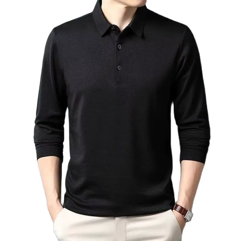 SHiONFA-T-shirt à manches longues gaufré pour hommes
