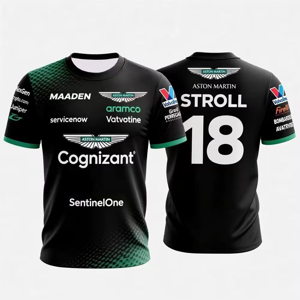T-shirt Aston Martin pour homme, combinaison de course Fernando Alonso 14, T-shirt respirant, T-shirt à séchage rapide Vettel 5, T-shirt Stroll 18