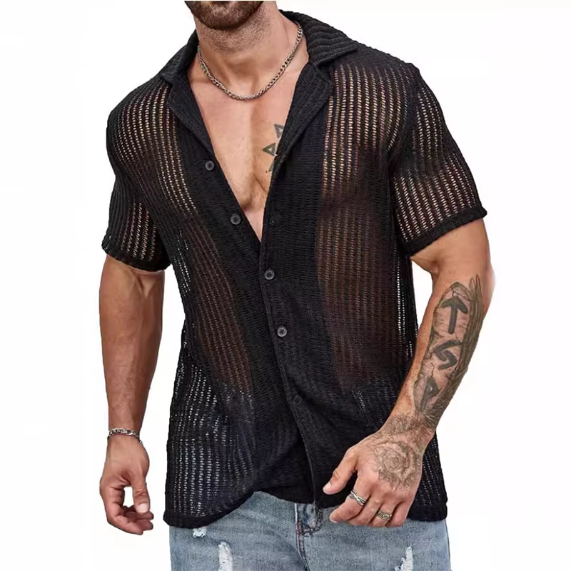 Chemise en Tricot Transparente pour Homme