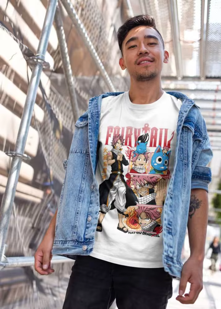 T-shirt queue de fée gris Fullbuster Natsu Dragneel Dragon Slayers chemise Anime