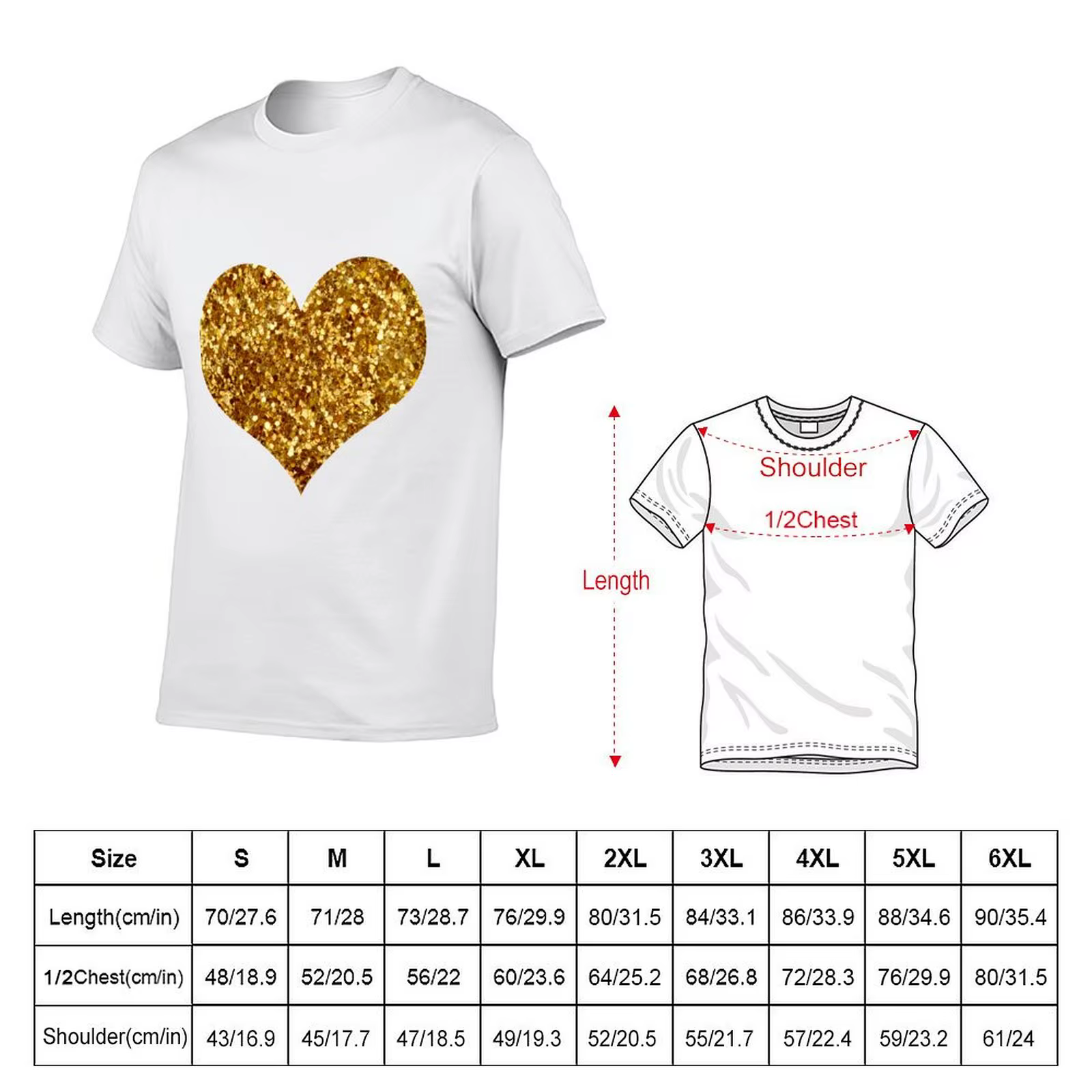 T-shirt homme en coton avec motif paillettes dorées