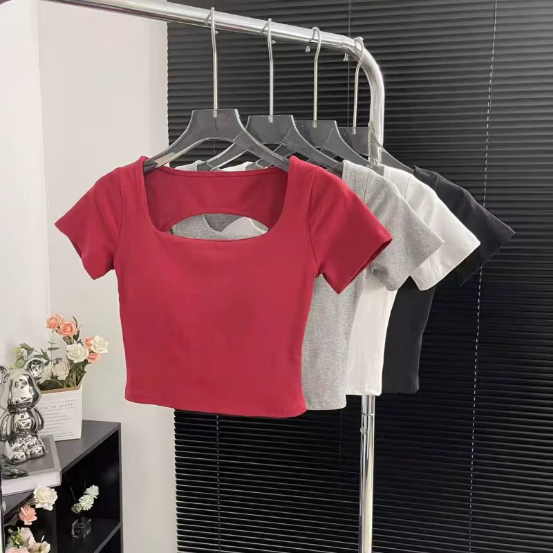 Crop top dos nu à col carré pour femme