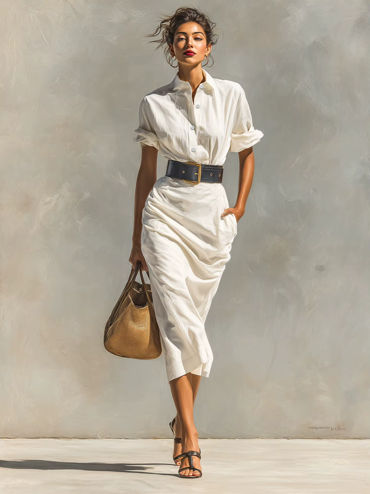 Robe chemise blanche boutonnée pour femme