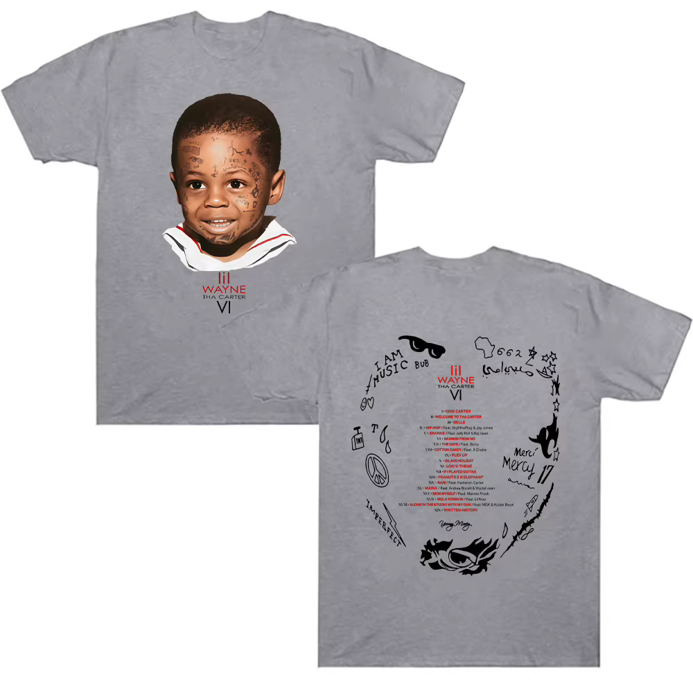 Rappeur Lil Wayne Tha Carter VI T-shirt graphique homme Hip Hop Vintage gothique