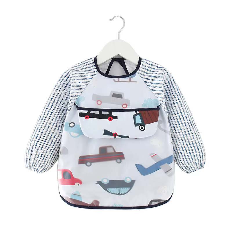 Bavoirs pour bébés enfants en bas âge écharpe à manches longues imperméable Art Smock bavoir d'alimentation tablier