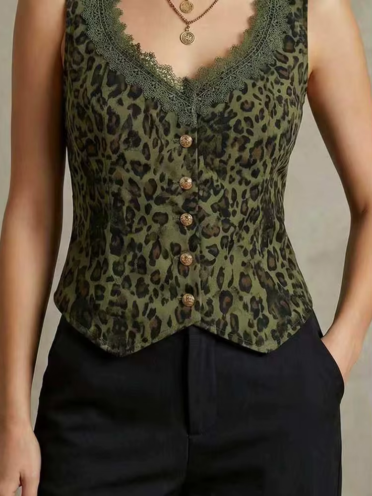 Gilet imprimé léopard pour femme