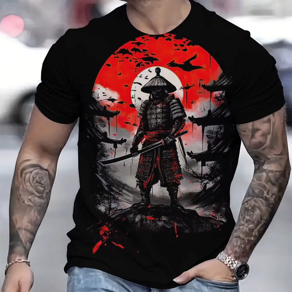 T-Shirt à Manches Courtes et Col Rond pour Homme
