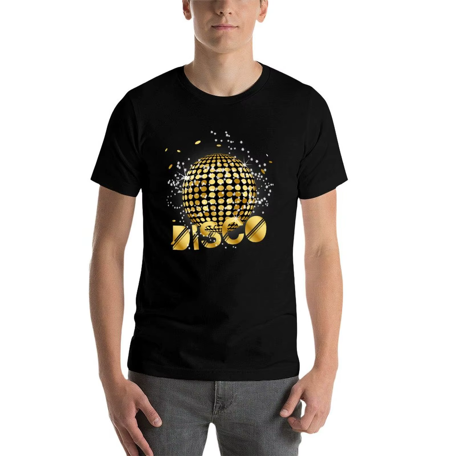 Disco Ball Disco Gold Gitzer T-Shirt anime T-Shirt hommes T-Shirt coton 100% T-Shirt