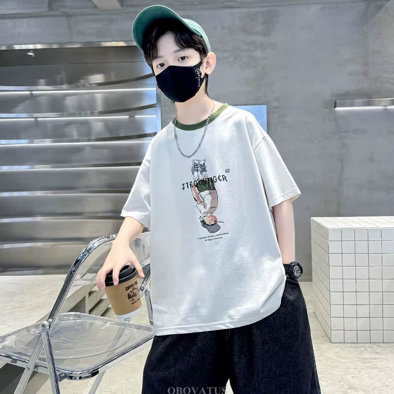 T-shirts d'été hauts pour adolescent garçon coton T-Shirt nouveau à manches courtes mode dessin animé