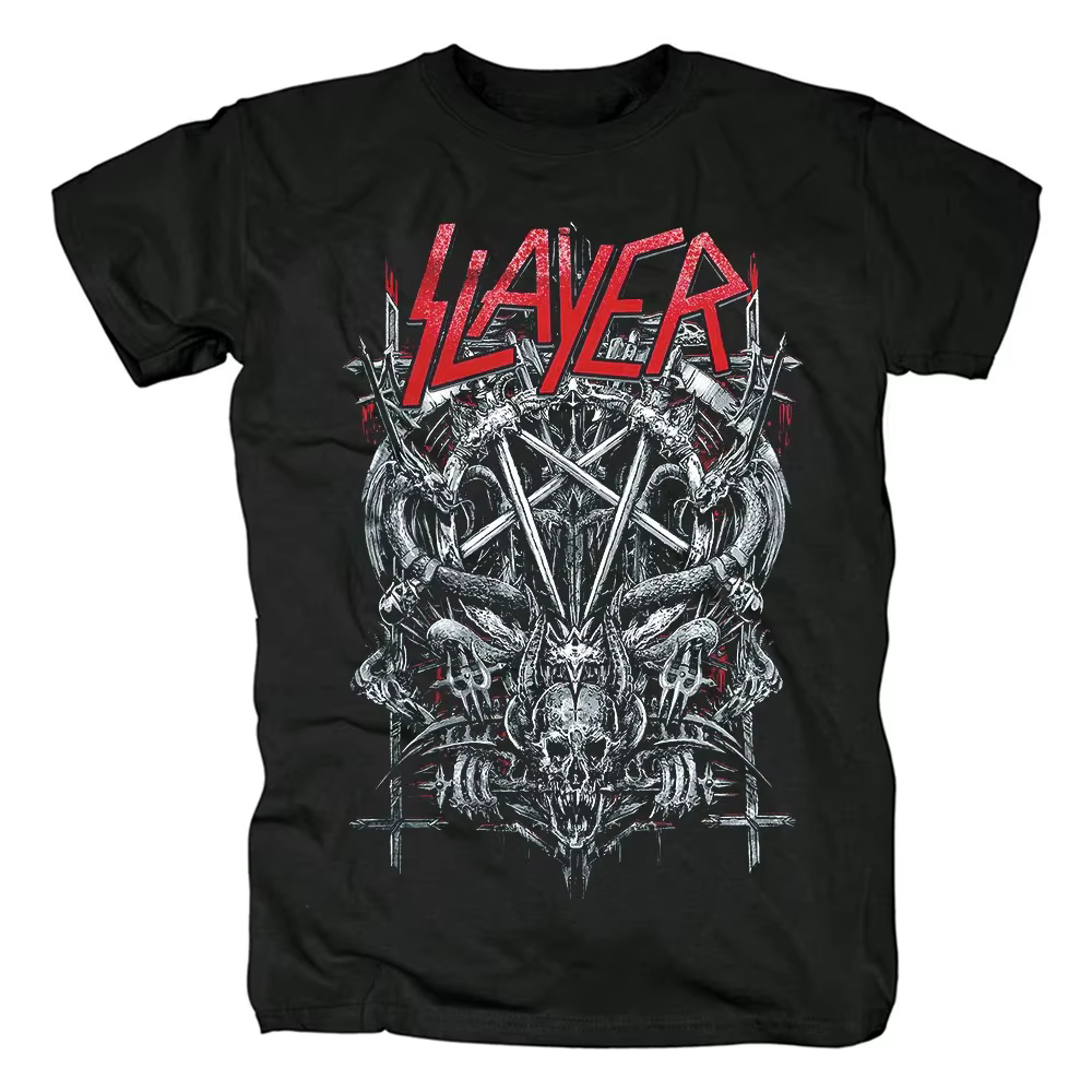SLAYER T-shirt imprimé hommes surdimensionné Y2k rétro rue Hip Hop