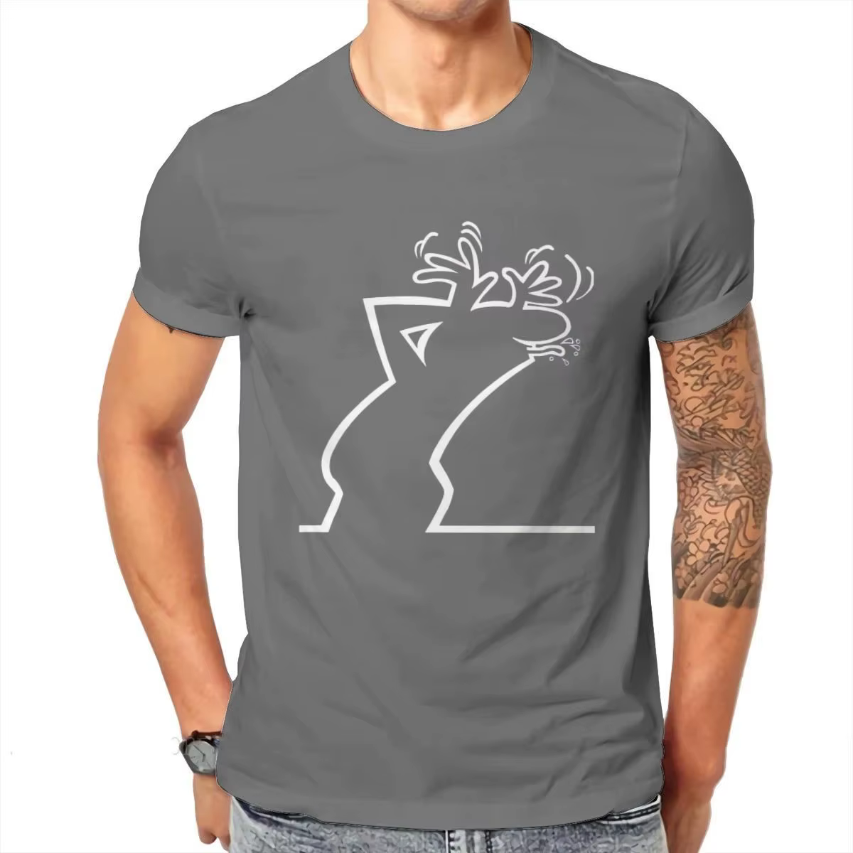 La Linea The Line Osvaldo Cavandoli TV haut homme mode heureuse T-shirt été rue col rond décontracté Camisetas
