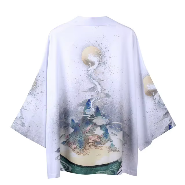 Kimono japonais à manches cinq points pour hommes et femmes