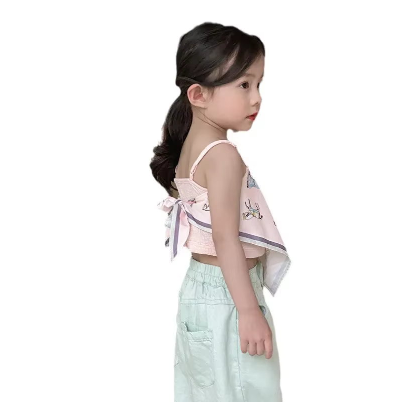 T-shirt avec écharpe de dessin animé rose pour filles